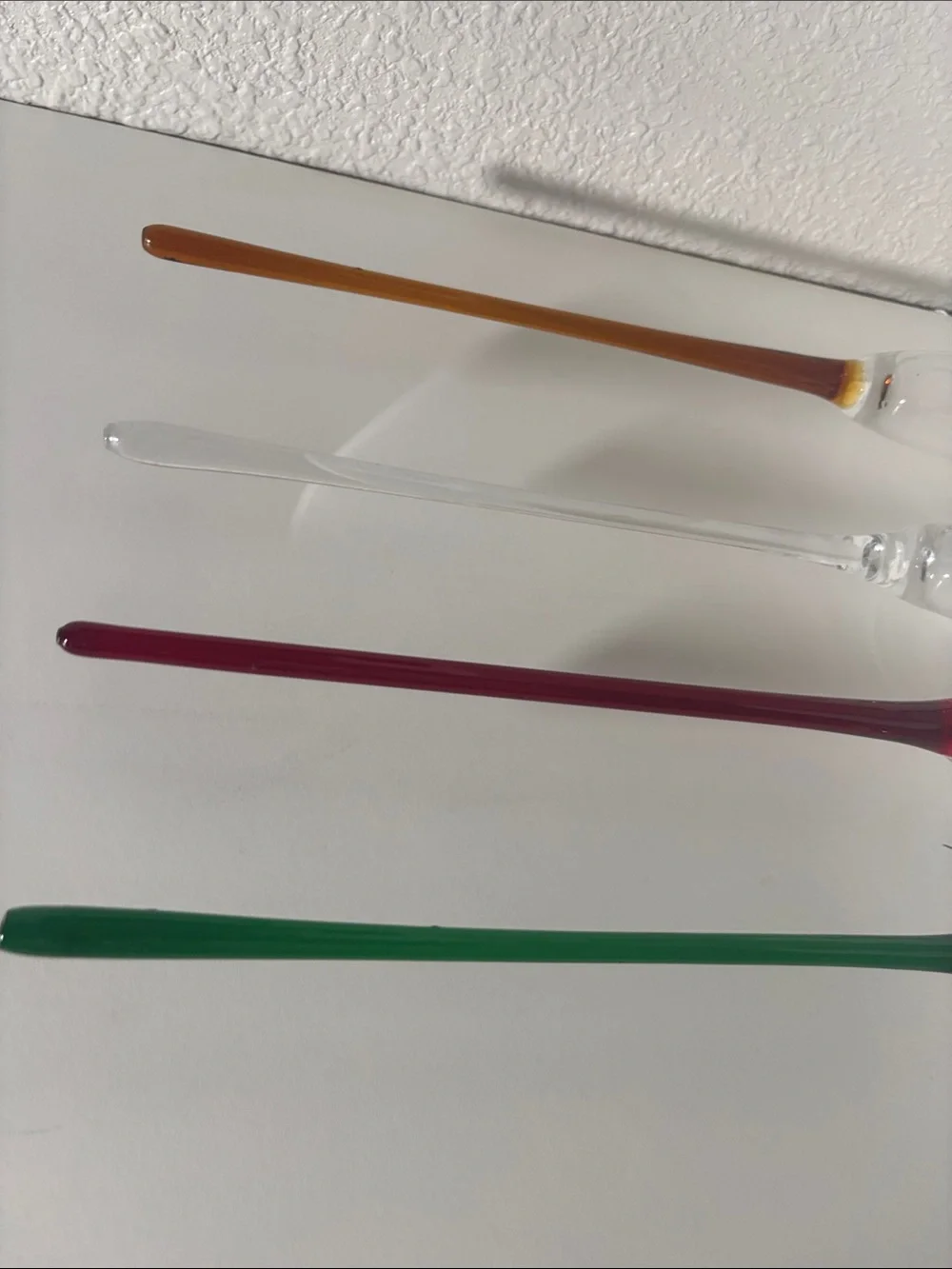 Decorative Colored Stem Champagne Flutes - Green, Red, Clear, Amber
